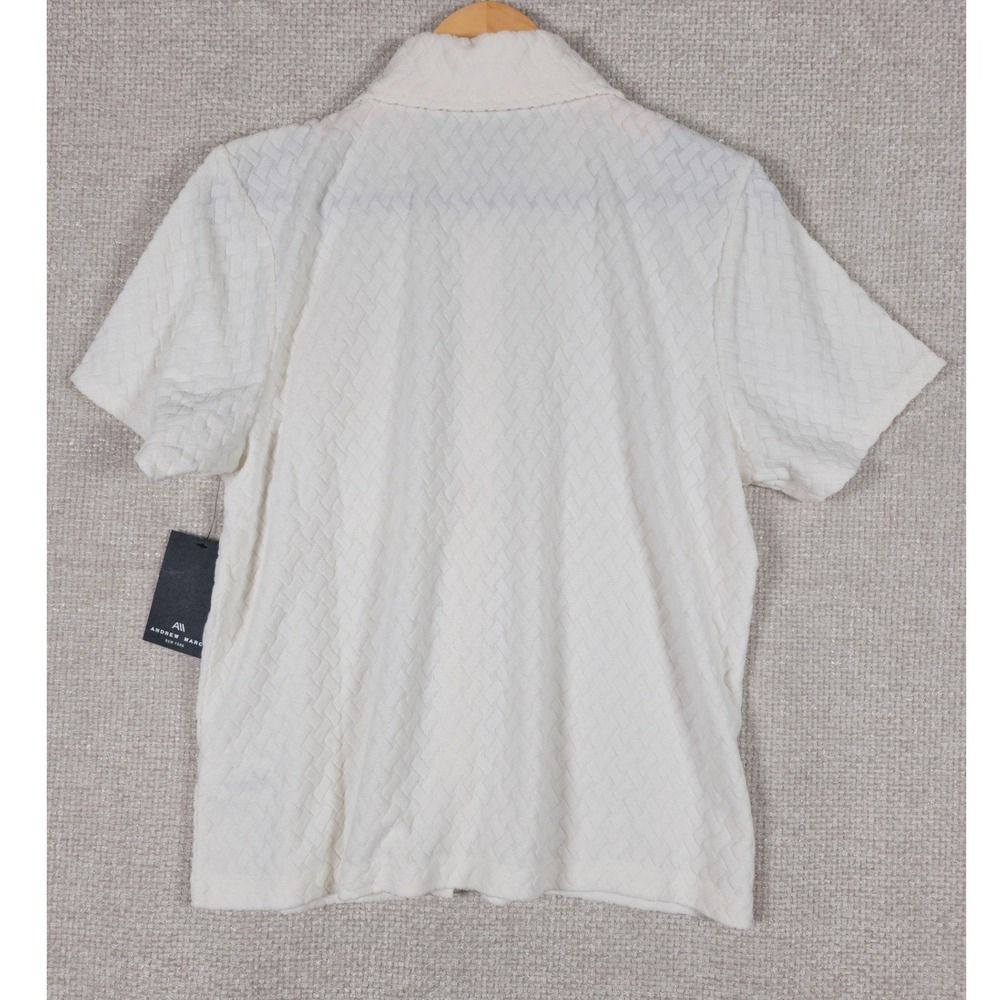 Andrew Marc Women's Short Sleeve Collared Textured French Terry Size‎ M - Picture 3 of 11
